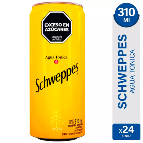 Agua Tonica Schweppes Lata Gaseosa Original - Pack X24 Unid