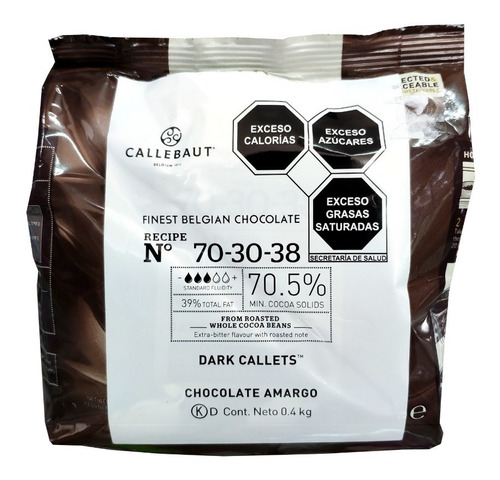 Chocolate Belga Amargo 70% Cacao Callebaut 400gr