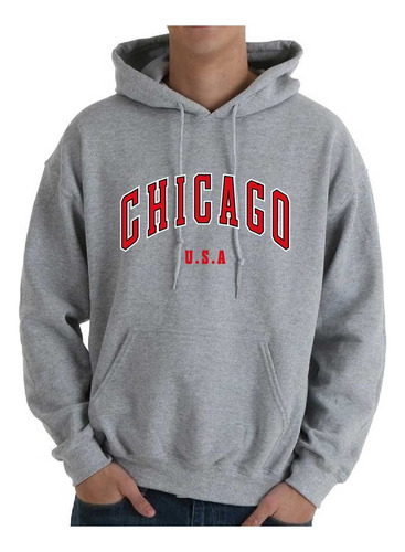 Buzo Canguro Felpa Estampado Chicago Usa Unisex