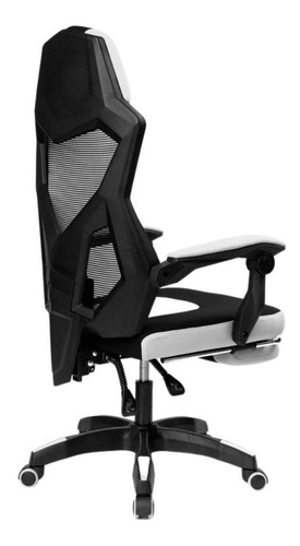 Imagem 2 de 4 de Cadeira Escritório Gamer Preta Branca Ajustavel Presidente