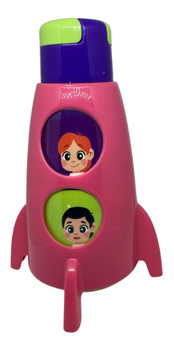 Garrafa Escolar Água Foguete Infantil 320ml Plasútil Girar Cor Astronauta Rosa