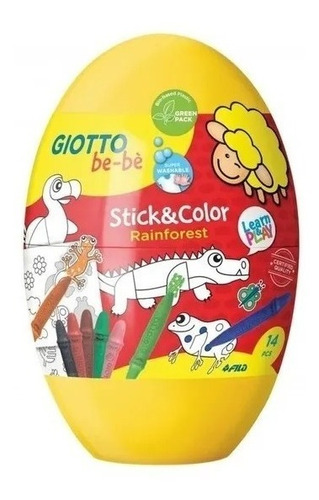 Giotto Bebe Huevo Stick & Color Crayones + Stickers Colorear