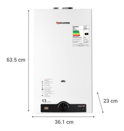 Calefont Gas Natural 13 Litros Tiro Natural Splendid