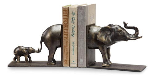 Sujetadores De Libros: Elefante Y Bebe En Aluminio.