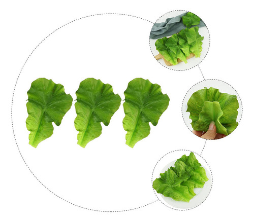 For Simular 20 Piezas De Hojas De Lechuga Verde,