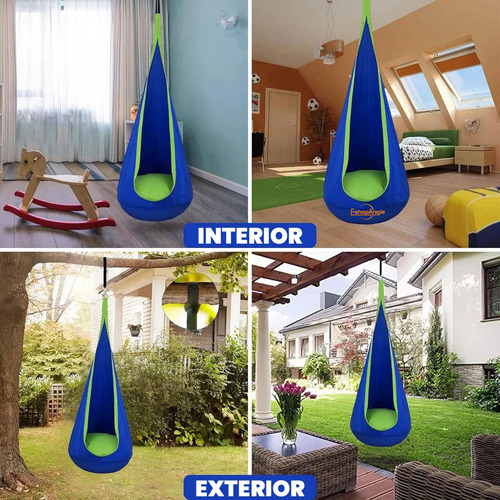 Columpio Sensorial Hamaca Niños Interior Y Exterior Con Cojín Color Azul Marino Eshopangie