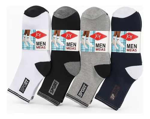 MLB 4149013015 Kit 12 Pares Meias Cano Longo Alto Algodo Academia Sport JM
