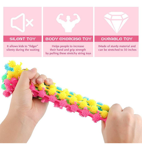 Juego De 8 Juguetes Sensoriales Con Forma De Gusano Elástico