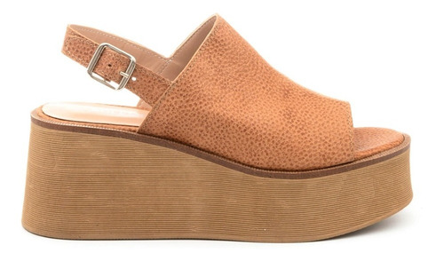 Sandalias De Cuero Plataforma Taco 8 Cm Verano Mujer 