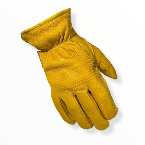 Luva Couro Moto Custom Old School Cafe Racer Harley Davidson Cor Amarelo Tamanho Gg