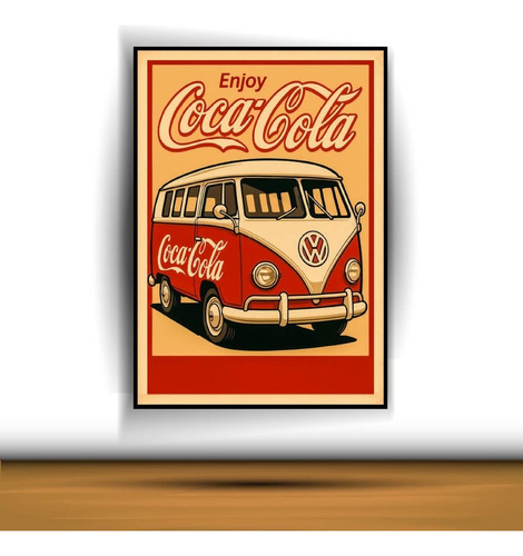 Cuadro Decorativo Combi Coca Cola Vintage A1216 Negro