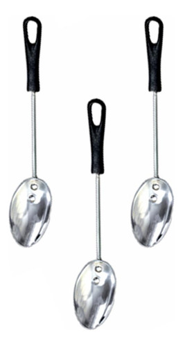 Kit 3 Colher Alumínio Fundido Polida Para Cozinha Cb 32cm