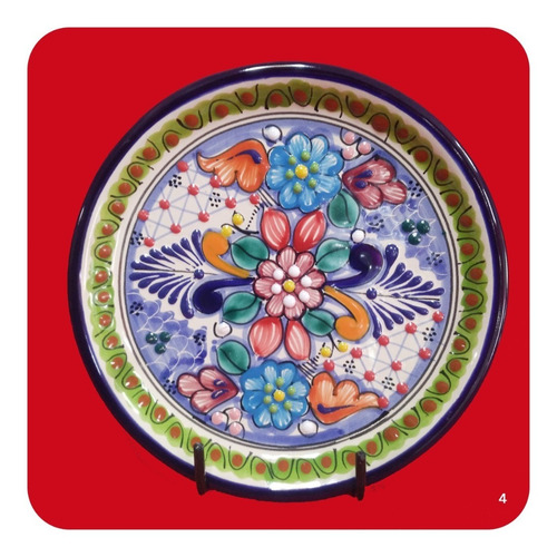 Imagen 3 de 8 de Set 10 Platos De Talavera Poblana Color 20 Cm Variados Plt