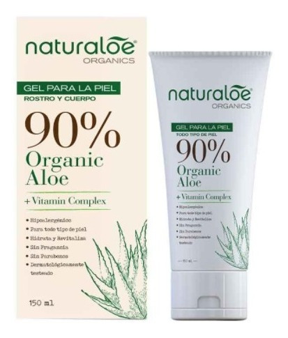 Gel Para La Piel Con 90% Aloe Vera Orgánico Naturaloe 150grs