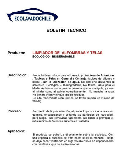 Imagen 3 de 5 de Limpiador De Tapiz Shampoo Alfombra Tapiceria