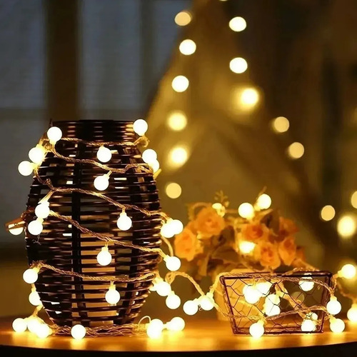Carga Solar Luces Led De 80 Focos De 15m Para Navidad