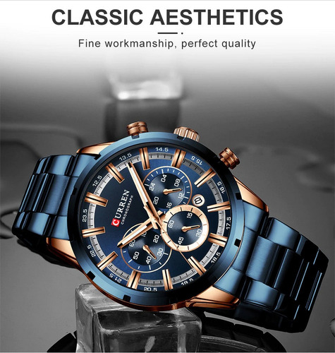 Imagen 5 de 10 de Reloj Curren Hombre Pulsera Metal Con Cronógrafo Lujo 8355