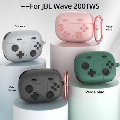 USDILU Funda Case Para Jbl Vibe Beam / Wave 200tws Uso Rudo Protector + Limpiador Juegos Carcasa Diseño Con Llavero Color Gris Oscuro
