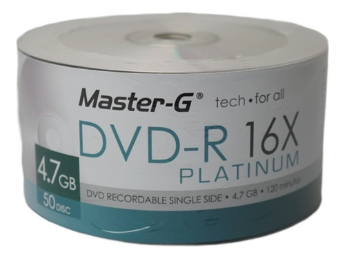Pack 50 Discos Dvd-r 16x Master-g Platinium 4,7gb /3gmarket