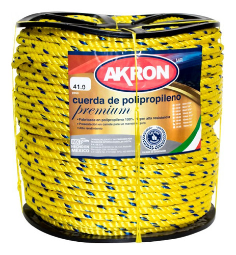 Cuerda Polipropileno Premium 16 Mm 5/8 1 Rollo Akron 44-61
