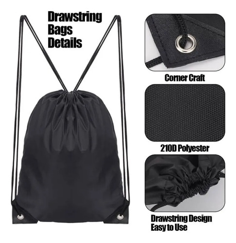 16pzs Morral Bolsas Lona Cuellera Viaje Bolsas Con Cordón Negro