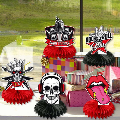 Decoraciones De Rock And Roll Party Rock Centros De Mesa 3d