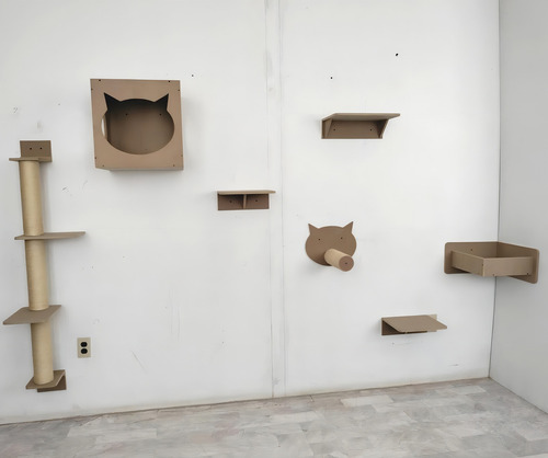 Gimnasio Rascador Para Gato De Pared 2 Interactivo Completo