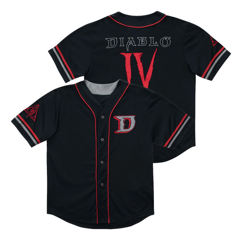 Hjb Polera De Béisbol Negra Con Cuello En V De Diablo Iv