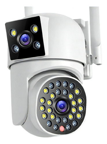 Cámara De Vigilancia De Doble Lente 300cm S21 Resolución De 4mp Blanco Compatible Con Alexa