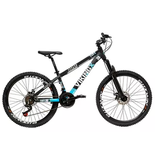 Bicicleta VikingX Tuff 30 aro 26 21v freios de disco mecânico câmbio Shimano cor preto/azul-celeste