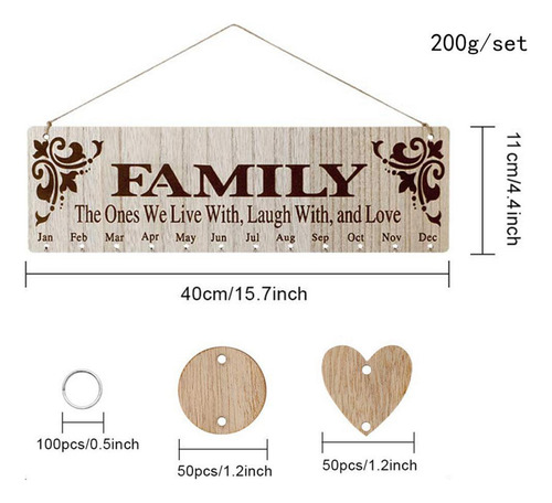 2xfamily Junta De Cumpleaños Diy Colgante Calendario