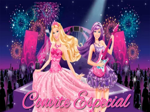 Convite Digital Barbie Princesa Pop Star Para Whatsapp #mod6