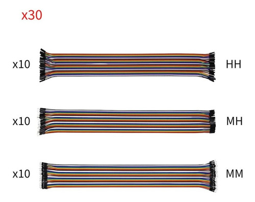 Combo 30 Cables Dupont 40cm Protoboard Hh Mh Mm