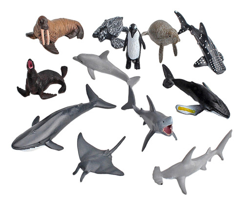 12 / Set De Figuras De Tiburón Ballena Realistas, Juguetes