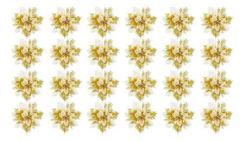 24 Flores Navideñas Artificiales Con Purpurina, Árbol De Nav