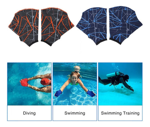 1 Par De Guantes Entrenamiento Natación Acuática Azul Buceo