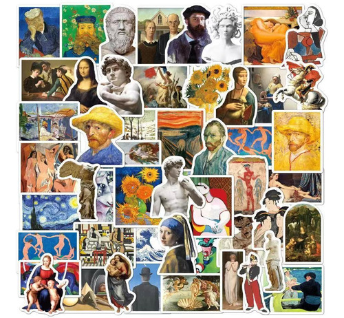 30 Calcomanias Sticker Arte Van Gogh Picasso Mona Decoracion