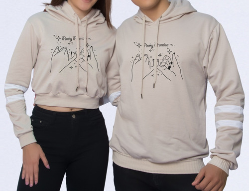 Buzo Buso Saco Hoodies Beige Pareja Pinky Promesa Enamorados