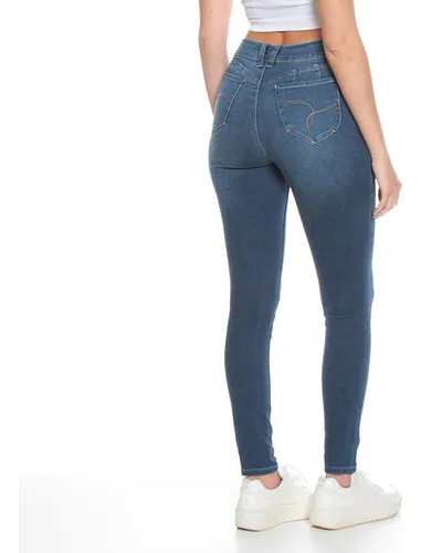 Jeans Wados Pitillo Tiro Alto Push Up Pretina Basica 1 Boton