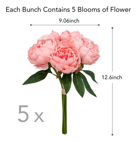 Flores Artificiales Rosas Paquete De 5 Cabezas Para Bodas