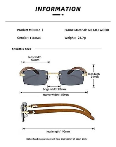 Gafas De Sol Sin Borde De Rectángulo De Heptagram Para 90 De