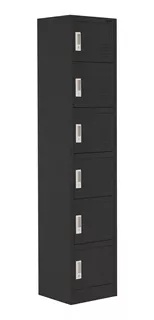 Locker Metalico Guardex Casillero Cerradura Llave 6 Puertas Color Negro