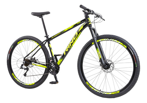 Bicicleta Aro 29 Alumínio 24v Rino Start Mtb Disco Suspensão Cor Preto/amarelo Tamanho Do Quadro 17