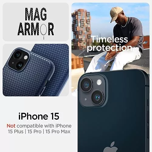 Funda Spigen Mag Armor MagSafe iPhone 15 Pro Max Azul Marino Case