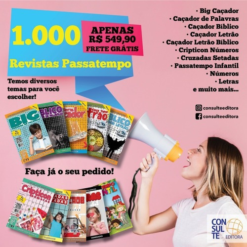 Imagem 1 de 1 de Kit 1000 Revistas Passatempo - Diversos Temas