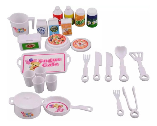 Set 25 Piezas Accesorios Vajilla Cocina Para Muñecas 30cm