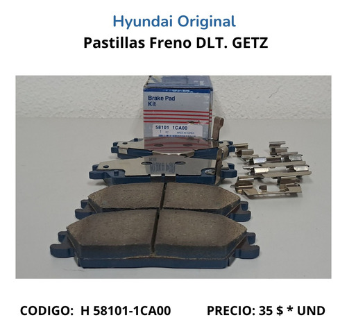 Pastillas De Freno Delantero Para Getz. Hyundai Original