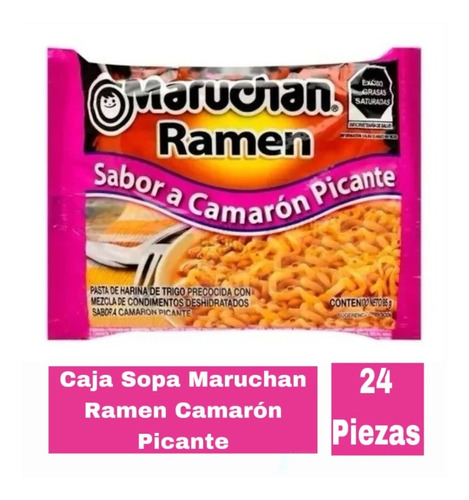 Caja Sopa Maruchan Ramen Camarón Picante 24 Piezas