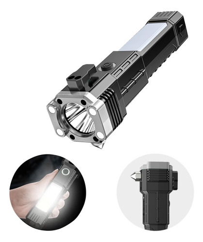 Linterna táctica militar indestructible con linterna Breaker Sos, color plata, luz blanca