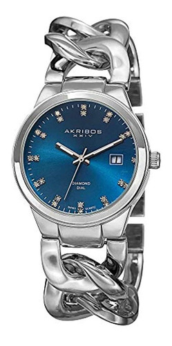 Reloj Akribos Xxiv Para Mujer, Con Doble Hora De Diamantes